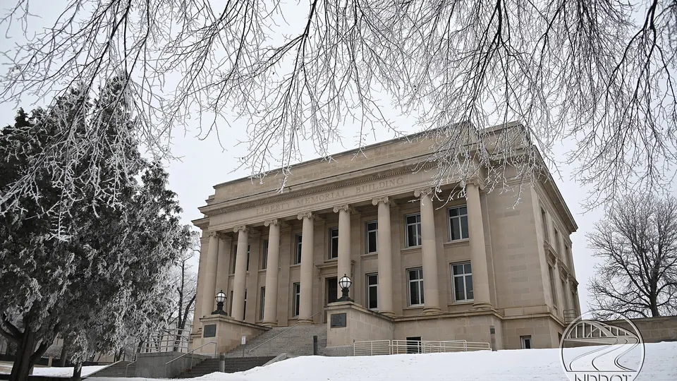North Dakota's capitol grounds in Bismarck, in winter